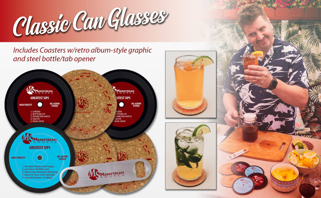 Can Glasses with Coasters Set by MainStream Source